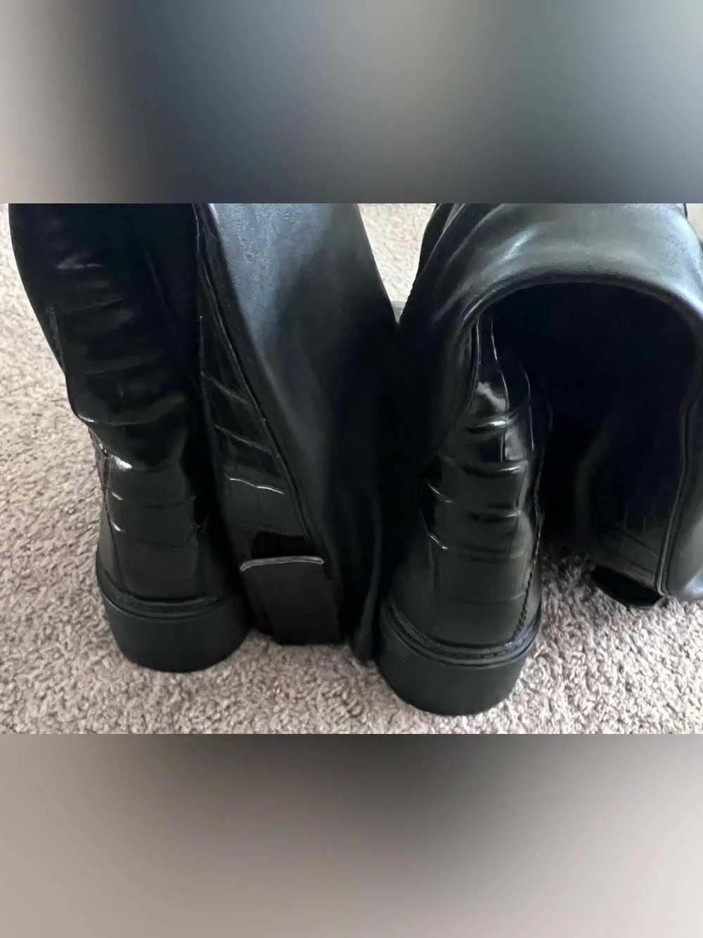 Franco Sarto Black Croc Embossed Keaton Knee High Boots/9.5
